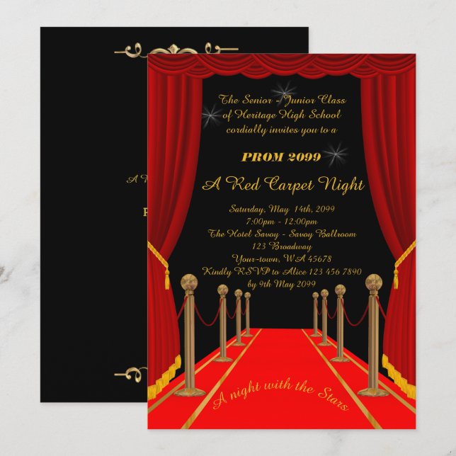 Convite Baile de formatura Mais velho-Júnior, estilo de (Frente/Verso)