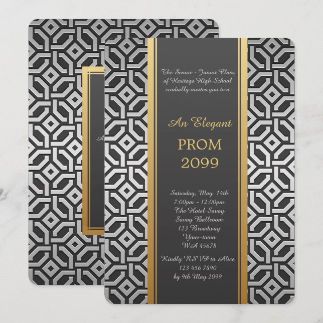 Convite Baile de formatura Mais velho-Júnior, geométrico (Frente/Verso)