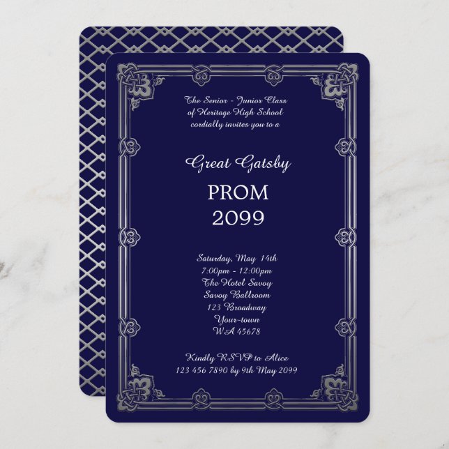 Convite Baile de formatura Mais velho-Júnior, grande (Frente/Verso)