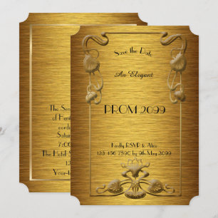 Convite Baile de formatura Mais velho-Júnior, ouro Dourad