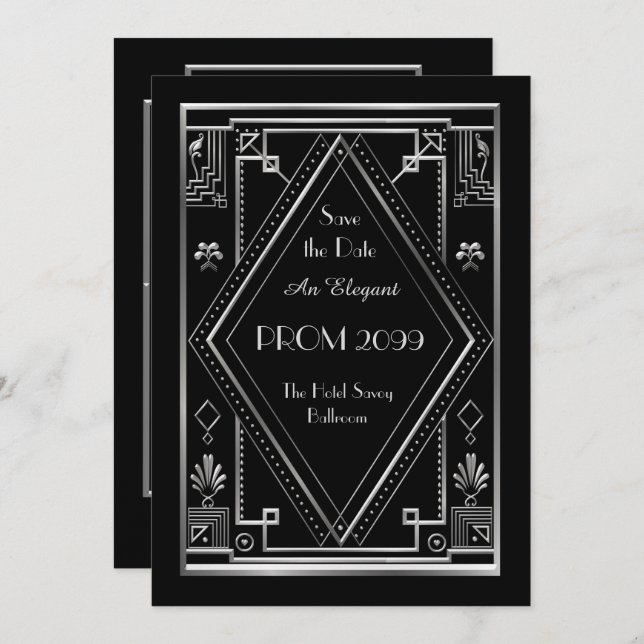 Convite Baile de formatura Mais velho-Júnior, preto, de (Frente/Verso)