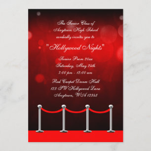 Convite Baile de formatura Red Silver Carpet Hollywood Con