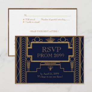 Convite BAILE DE FORMATURA RSVP, Excelente Gatsby, ouro em