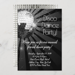 Convite Baile de formatura Silver Disco Ball 70s Partido F