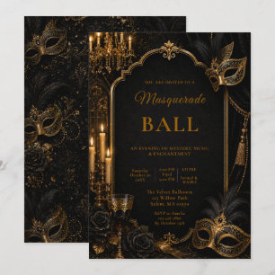 Convite Baile de Máscaras Elegante