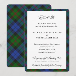 Convite Baird Dress Clan Tartan Xadrez escocesa