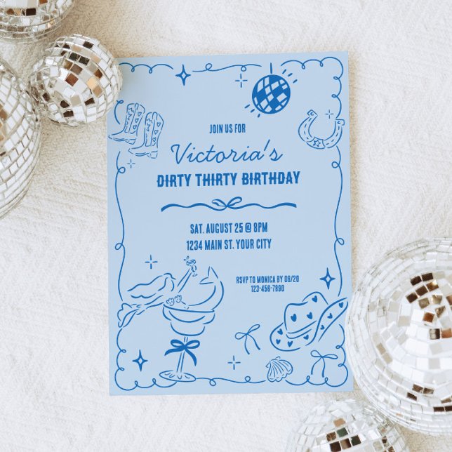 Convite Bairro de Cowgirl Costeira (Coastal Cowgirl Birthday Invite)