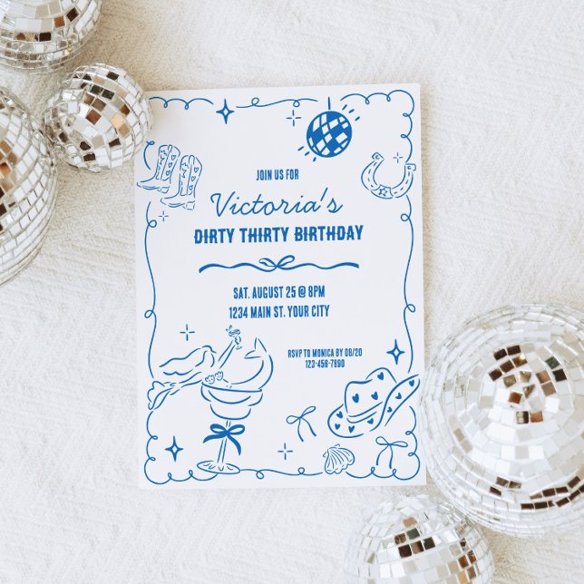 Convite Bairro de Cowgirl Costeira (Coastal Cowgirl Birthday Party Invite)