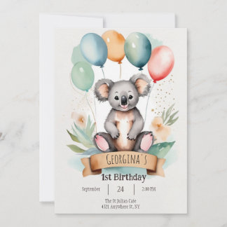 Convite Bairthday da Moça Bonita Koala