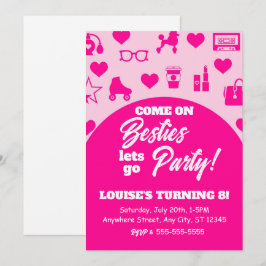Convite Baixar Digital Fashion da Garota Rosa Aniversário