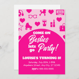 Convite Baixar Digital Fashion da Garota Rosa Aniversário