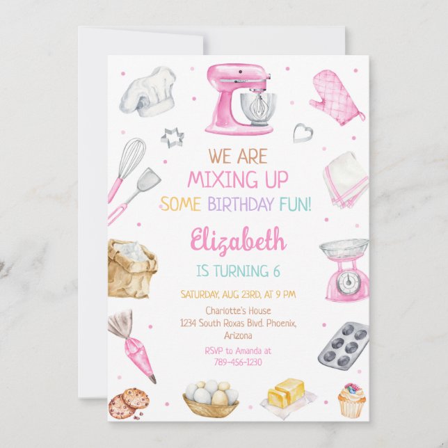 Convite Baking Cooking Birthday Party Invitation (Frente)