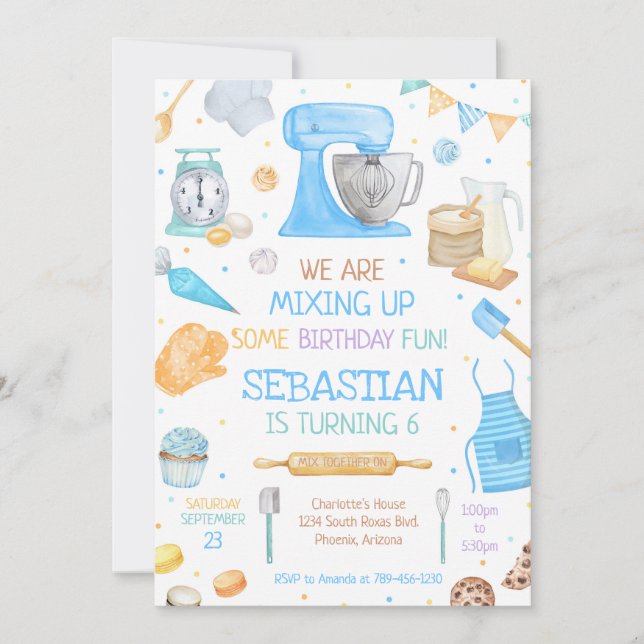 Convite Baking Cooking Birthday Party Invitation (Frente)