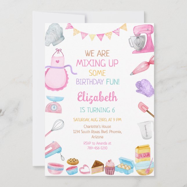 Convite Baking Cooking Birthday Party Invitation (Frente)