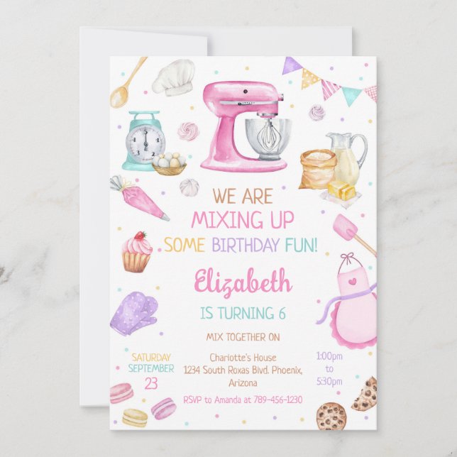 Convite Baking Cooking Birthday Party Invitation (Frente)