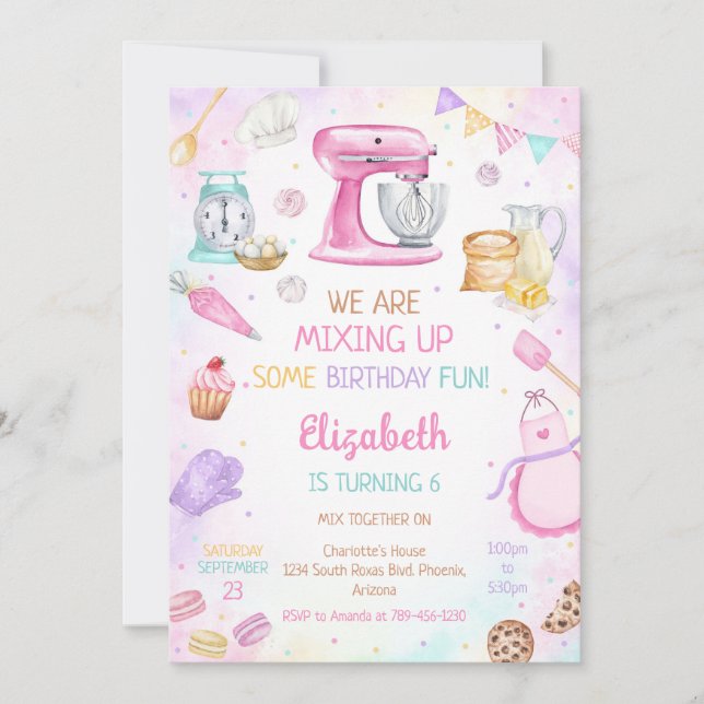 Convite Baking Cooking Birthday Party Invitation (Frente)
