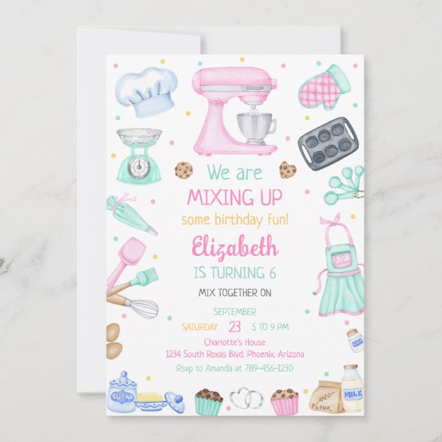 Convite Baking Cooking Party Birthday Invitation (Frente)