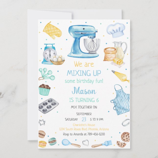 Convite Baking Cooking Party Birthday Invitation (Frente)