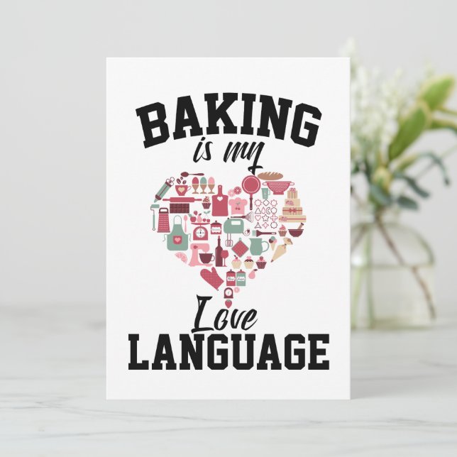 Convite Baking É Minha Língua De Amor - Baker Engraçado (Em pé/Frente)