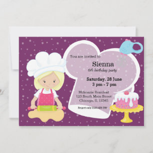 Convite Baking * escolha a cor de fundo