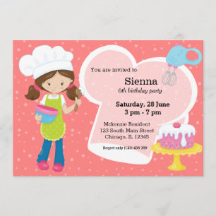 Convite Baking * escolha a cor de fundo