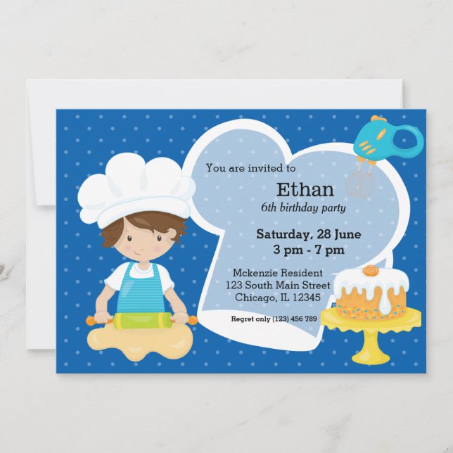 Convite Baking * escolha sua cor de fundo (Frente)