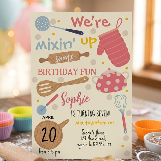 Convite Baking party Birthday Invitation (Criador carregado)