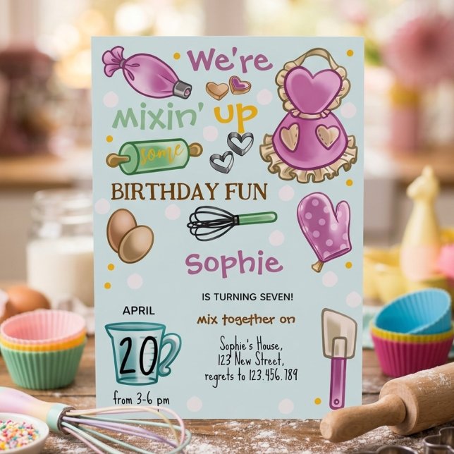 Convite Baking party birthday Invitation (Criador carregado)