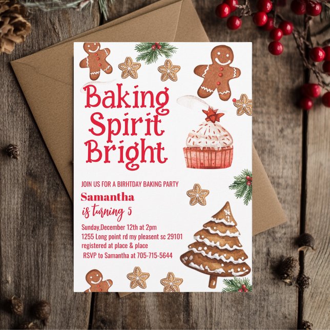 Convite Baking Spirit Bright Christmas Cookie Birthday (Criador carregado)