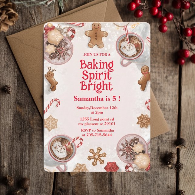 Convite Baking Spirit Bright Christmas Cookie Birthday (Criador carregado)