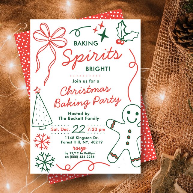 Convite Baking Spirits Bright | Holiday Cookie Swap Party (Criador carregado)