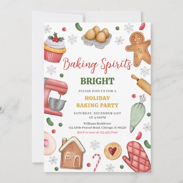 Convite Baking Spirs Bright Festa de Natal (Frente)