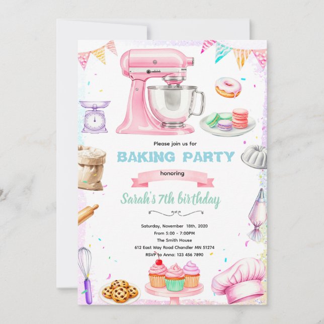 Convite Baking theme party invitation (Frente)
