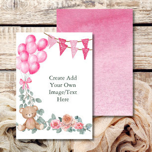 Convite Balão Branco Adicione Seu Próprio Oh Menina Eucali