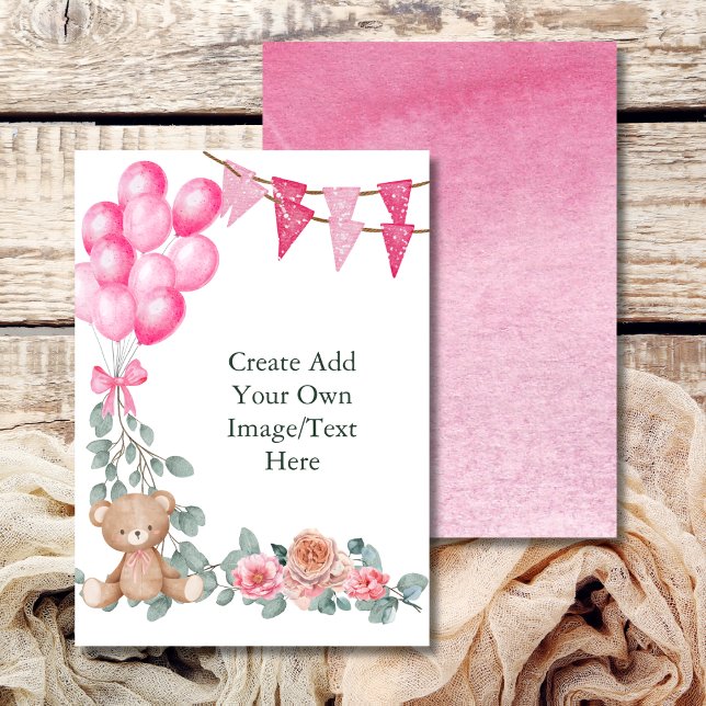 Convite Balão Branco Adicione Seu Próprio Oh Menina Eucali (Criador carregado)