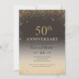 Convite Balão Brilhante Dourado 50º Aniversário