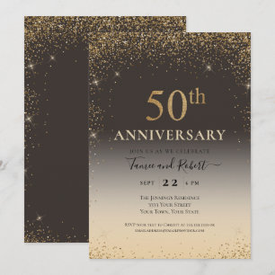 Convite Balão Brilhante Dourado 50º Aniversário