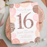 Convite Balão cor-de-rosa rosa dourado-chic doce 16 fotogr<br><div class="desc">Um moderno, chico e elegante rosa, sequências de ouro doce 16 convite de aniversário com um moderno 16 tipografia, com balões cor-de-rosa com brilho rosa, pintados à mão, cor-de-rosa pincel pastel pintado à mão, brilho do ouro rosa, sequências, balões de aglomerado rosa pálido com tipografia elegante da caligrafia. Adicione sua...</div>