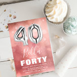 Convite Balão de 41 Festas de aniversário de idade rosa mo<br><div class="desc">Moderno quadragésimo convite de aniversário desenhado com um fundo cor-de-água rosa,  confete de bolha transparente,  e um grande balão de hélio número 40. O nome é escrito em texto branco em grande caligrafia com um simples modelo de aniversário por baixo que é fácil de personalizar.</div>