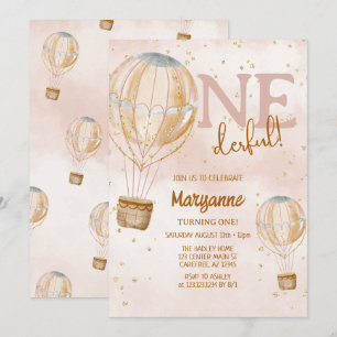Convite Balão de Ar Boho Aniversário de 1 ano