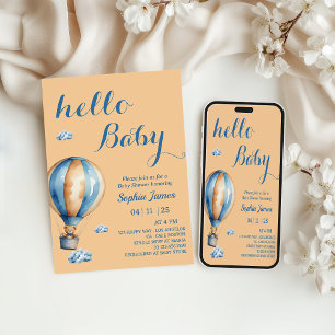 Convite Balão de ar quente - Chá de fraldas de Urso de Ted