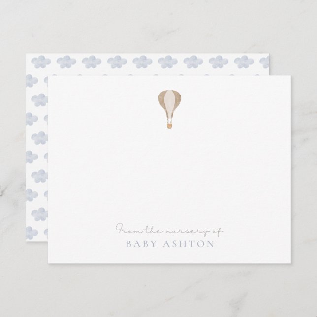 Convite Balão de Ar Quente, do berçário de, obrigado menin (Frente/Verso)