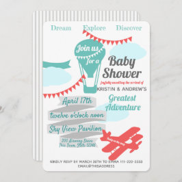 Convite Balão de ar quente e avião da Adventure excelente