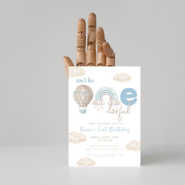 Convite Balão de ar quente não é primeiro aniversario de a (Criador carregado)