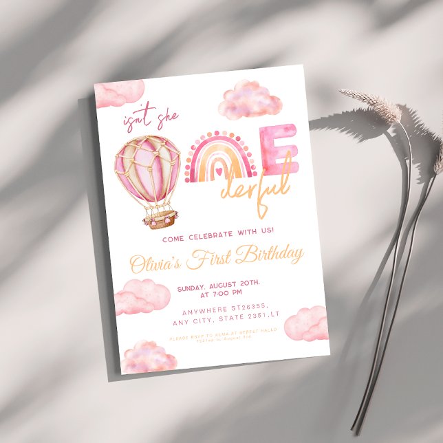 Convite Balão de ar quente não é primeiro aniversario mara (Criador carregado)