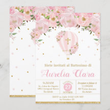 Balão de Ar Quente, Rosa, Batismo Floral, Natal Em