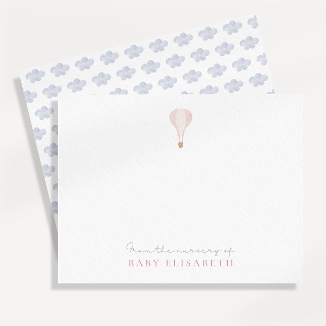 Convite Balão de Ar Quente Rosa, do berçário de, (Criador carregado)