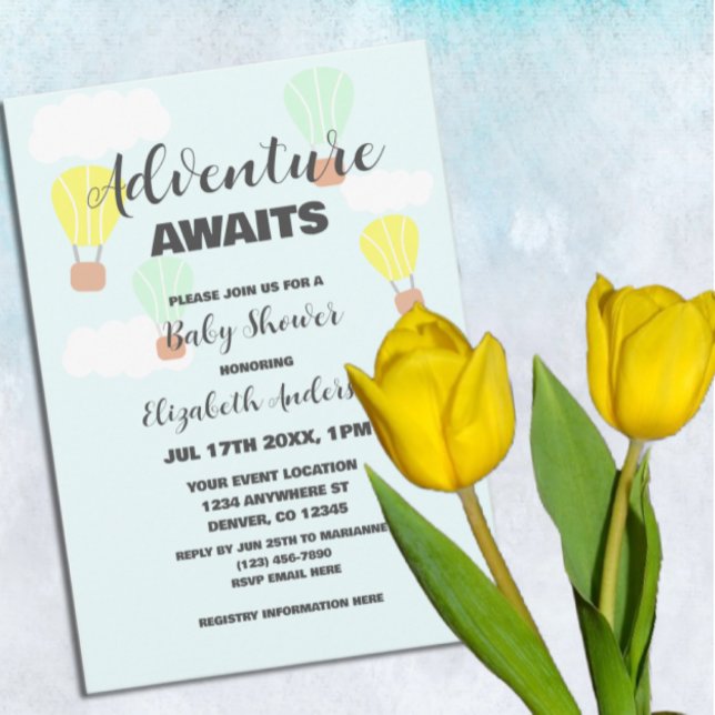 Convite Balão de ar quente Sexo Chá de fraldas neutro (Criador carregado)