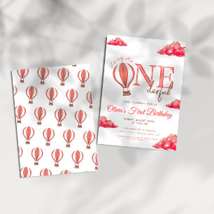 Convite Balão de Ar Quente Vermelho não é um aniversário m