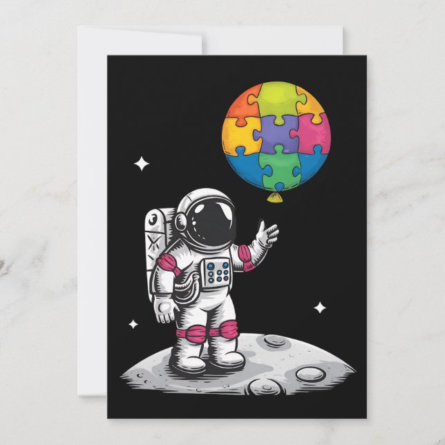 Convite Balão de Astronauta Autista Espaço Conscientização (Frente)